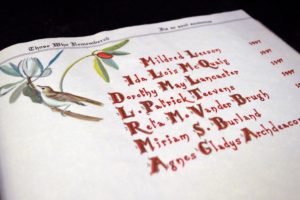 Inside page of legacy donors book.